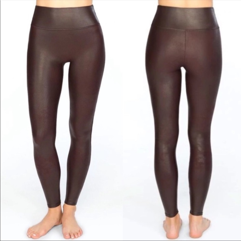 Spanx Faux Leather Leggings - Wine
